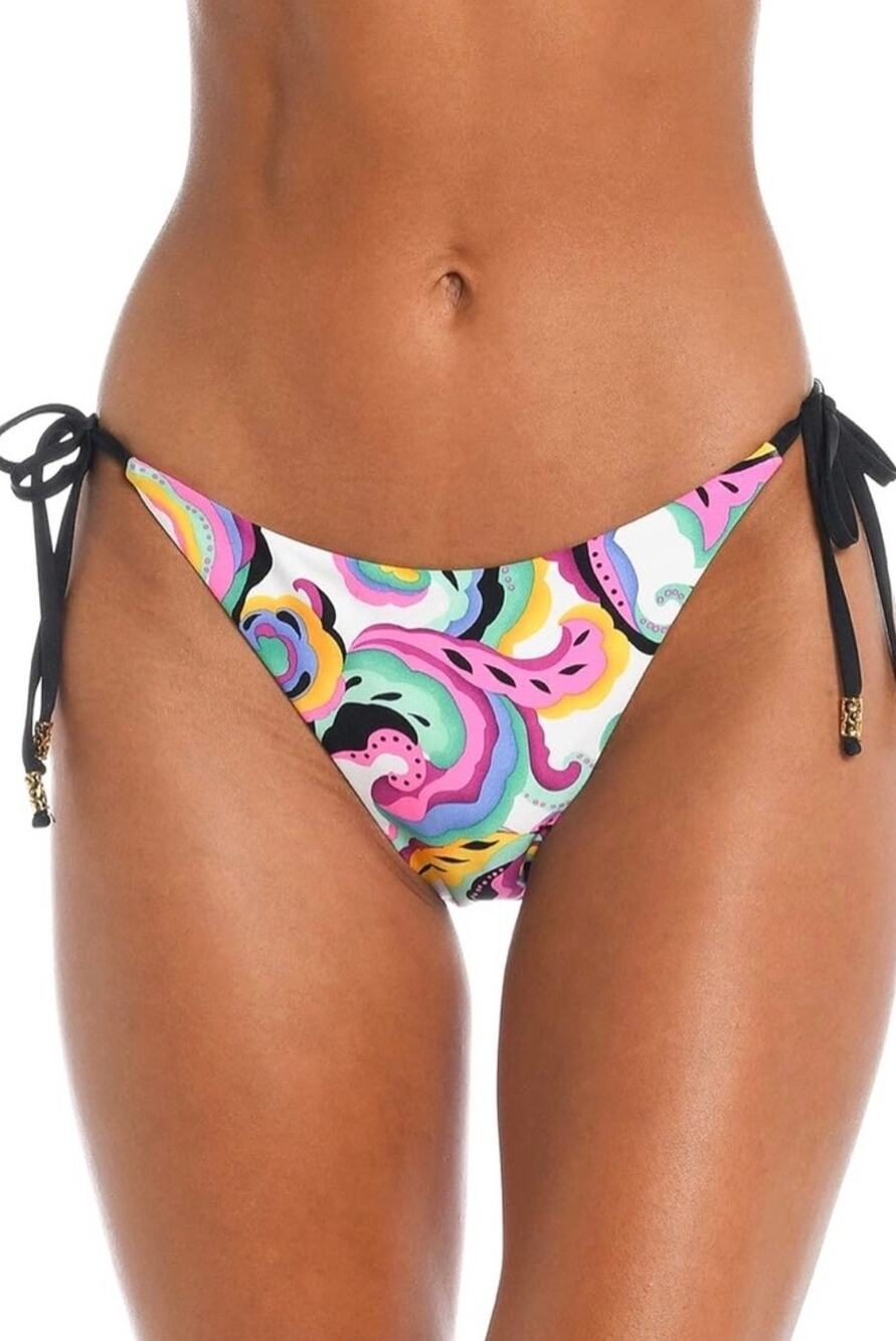 Sunshine 79 Bikini Bottom Womens Size 12 Loop Hipster Paisley Side Tie Swim NWT
